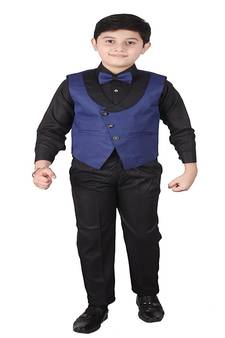 Blue 3 Piece Baba Suit Set Cotton For boys // Western Wear