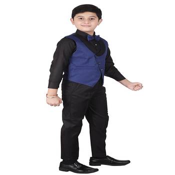 Blue 3 Piece Baba Suit Set Cotton For boys // Western Wear 3