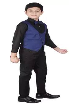 Blue 3 Piece Baba Suit Set Cotton For boys // Western Wear