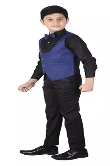 Blue 3 Piece Baba Suit Set Cotton For boys // Western Wear