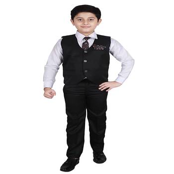 Black 3 Piece Baba Suit Set Cotton For boys // Western Wear 1