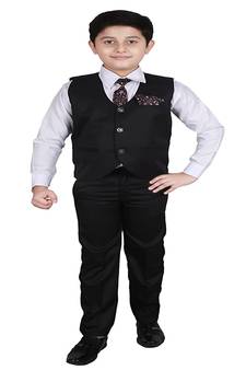 Black 3 Piece Baba Suit Set Cotton For boys // Western Wear