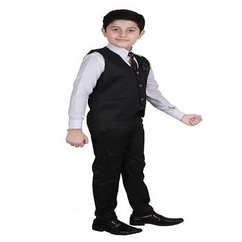 Black 3 Piece Baba Suit Set Cotton For boys // Western Wear 3