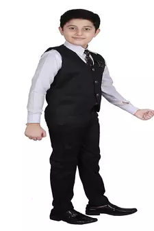 Black 3 Piece Baba Suit Set Cotton For boys // Western Wear