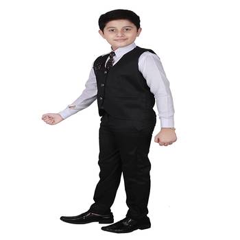 Black 3 Piece Baba Suit Set Cotton For boys // Western Wear 4
