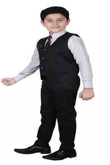 Black 3 Piece Baba Suit Set Cotton For boys // Western Wear