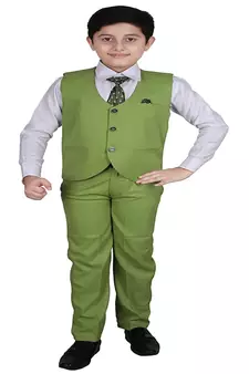 Green 3 Piece Baba Suit Set Cotton For boys // Western Wear