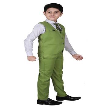 Green 3 Piece Baba Suit Set Cotton For boys // Western Wear 3