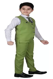 Green 3 Piece Baba Suit Set Cotton For boys // Western Wear