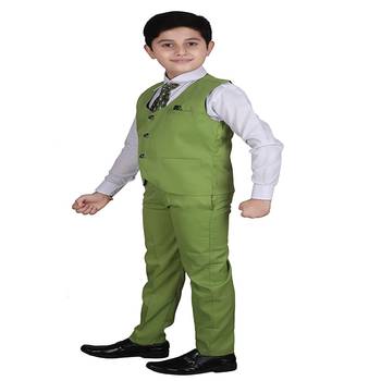 Green 3 Piece Baba Suit Set Cotton For boys // Western Wear 4