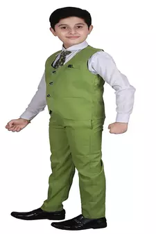 Green 3 Piece Baba Suit Set Cotton For boys // Western Wear