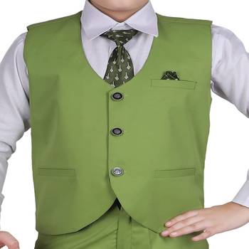 Green 3 Piece Baba Suit Set Cotton For boys // Western Wear 5