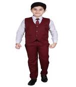 Maroon 3 Piece Baba Suit Set Cotton For boys // Western Wear