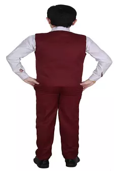 Maroon 3 Piece Baba Suit Set Cotton For boys // Western Wear