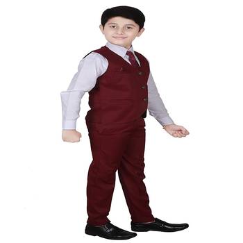 Maroon 3 Piece Baba Suit Set Cotton For boys // Western Wear 3