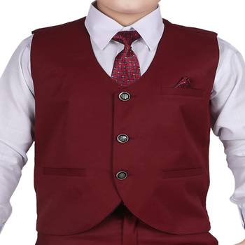 Maroon 3 Piece Baba Suit Set Cotton For boys // Western Wear 5