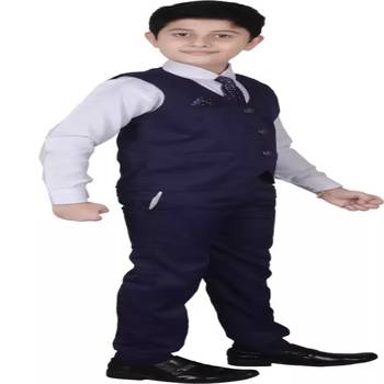 Navy Blue 3 Piece Baba Suit Set Cotton For boys // Western Wear 3