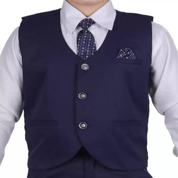 Navy Blue 3 Piece Baba Suit Set Cotton For boys // Western Wear 5