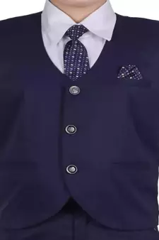 Navy Blue 3 Piece Baba Suit Set Cotton For boys // Western Wear