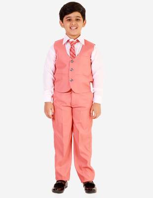 Pink 3 Piece Baba Suit Set Cotton For boys // Western Wear 3