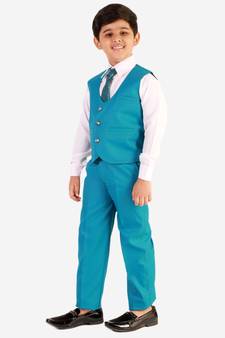 Turquoise 3 Piece Baba Suit Set Cotton For boys // Western Wear