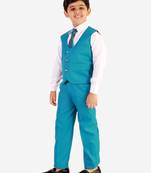 Turquoise 3 Piece Baba Suit Set Cotton For boys // Western Wear