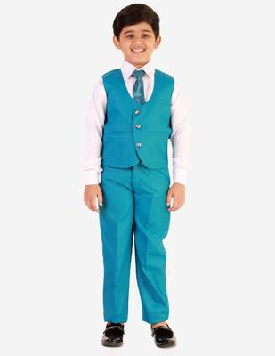 Turquoise 3 Piece Baba Suit Set Cotton For boys // Western Wear 3