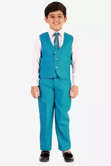Turquoise 3 Piece Baba Suit Set Cotton For boys // Western Wear