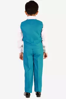 Turquoise 3 Piece Baba Suit Set Cotton For boys // Western Wear