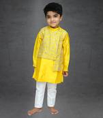 Embroidered Half Jacket Kurta And Pyjama