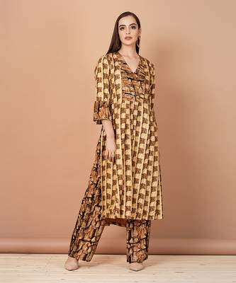 Brown And Gold Kurta Sets 1