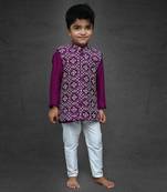 Kurta And Churidar With Embroidered Jacket