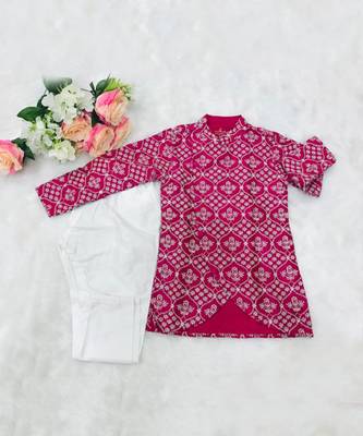 Embroidered Sherwani  And White Pyjama 4