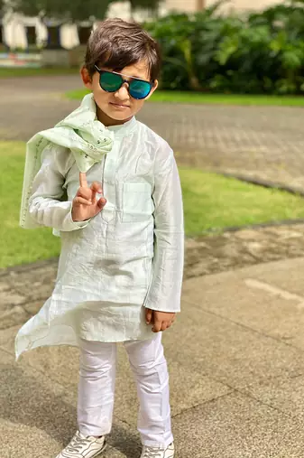 Slant Cut Kurta with Embroidered Jacket and Chudidar