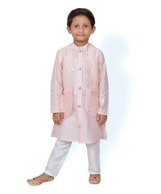 Peach Embroidered attached Jacket with Chudidar 1