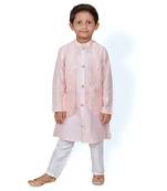 Peach Embroidered attached Jacket with Chudidar