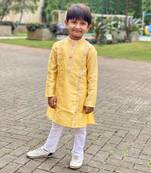 Yellow Embroidered Kurta with Chudidar