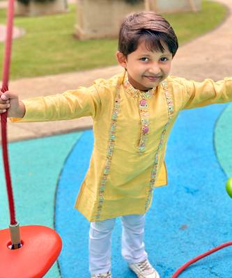 Yellow Embroidered Kurta with Chudidar 3