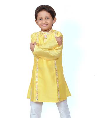 Yellow Embroidered Kurta with Chudidar 4