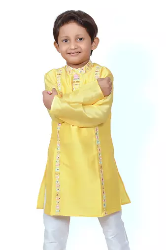 Yellow Embroidered Kurta with Chudidar