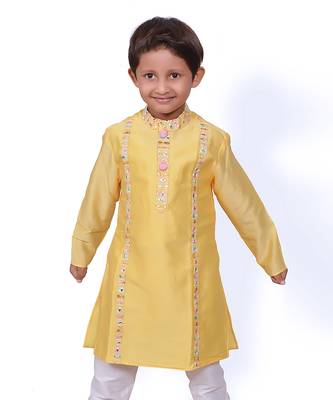 Yellow Embroidered Kurta with Chudidar 5