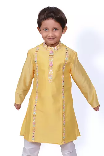 Yellow Embroidered Kurta with Chudidar