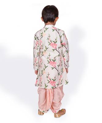 White Embroidered Floral Kurta with Dhoti 2