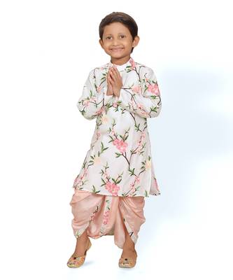 White Embroidered Floral Kurta with Dhoti 3