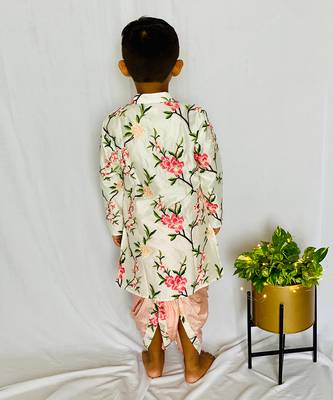 White Embroidered Floral Kurta with Dhoti 8
