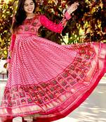 Pink Pashmina Silk with Patola Designer Foil Print Work Gown