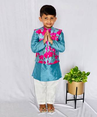 Slant Cut Bandi with Kurta and Pajama 1