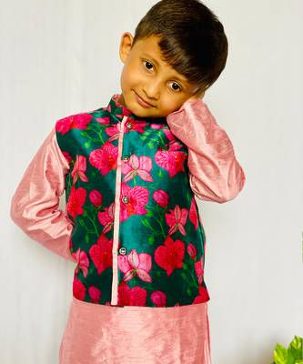 Floral Bandi with pink Kurta and Pajama 4
