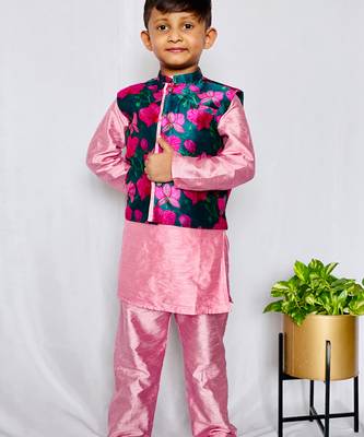 Floral Bandi with pink Kurta and Pajama 1