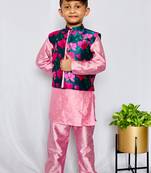 Floral Bandi with pink Kurta and Pajama